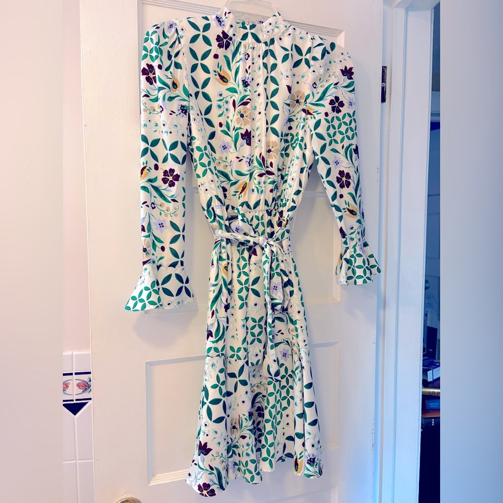 Floral Green and White Women's Dress
